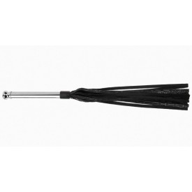 Черная многохвостая плеть с металлической ручкой - 44 см.