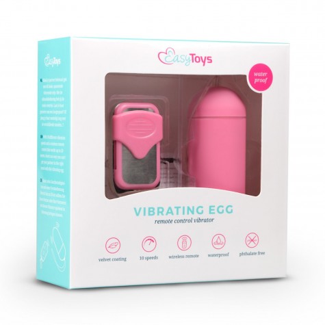 Розовое виброяйцо Easytoys Vibration Egg с пультом ДУ